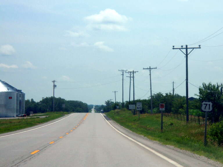 First reassurance marker for US 71 upon entering Missouri from Iowa.