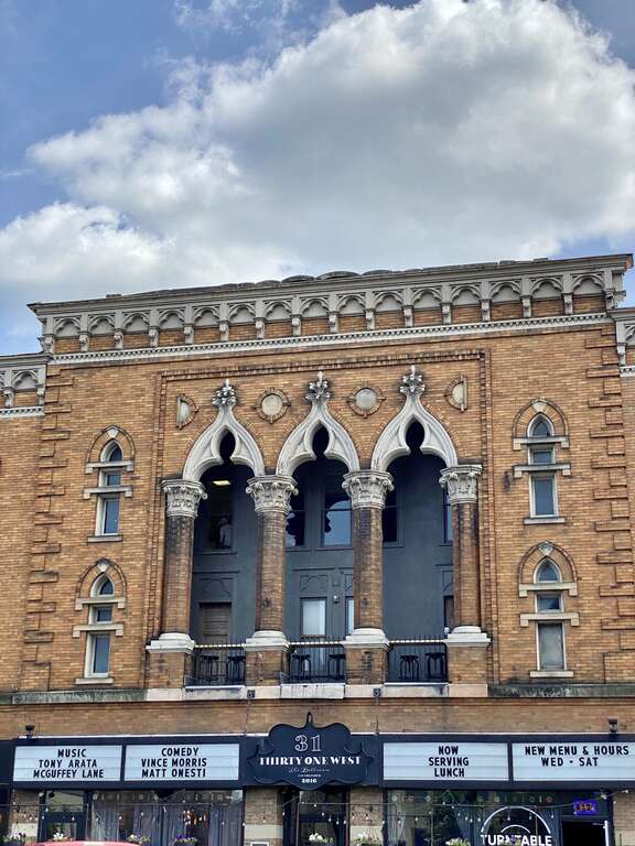 Built in 1902-03, this Venetian Gothic Revival-style building caught fire shortly after its completion, with it being rebuilt in 1904.  Known as the Union Block, the building has housed various businesses and organizations, including the