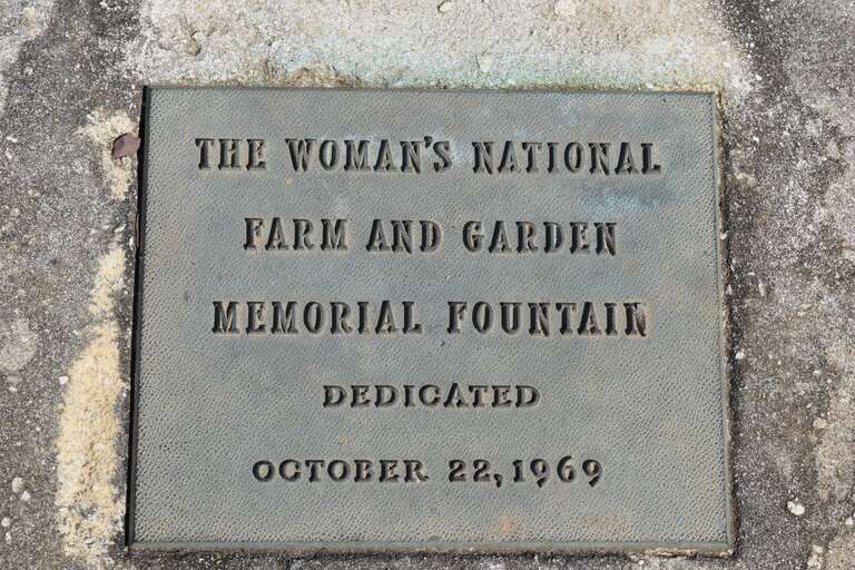 Marker for &quot;The Woman's National Farm and Garden Memorial Fountain/Dedicated October 22, 1969&quot; National Arboretum Dogwood Collection, Washington, D.C.