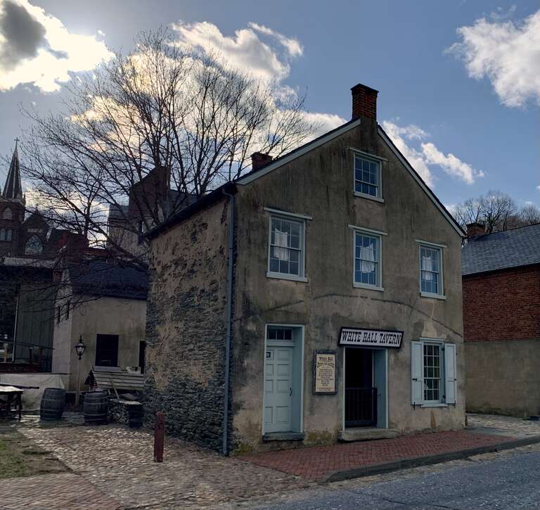 White Hall Tavern in Harpers Ferry, West Virginia, US. The building is a contributing property to the  Harpers Ferry National Historical Park.