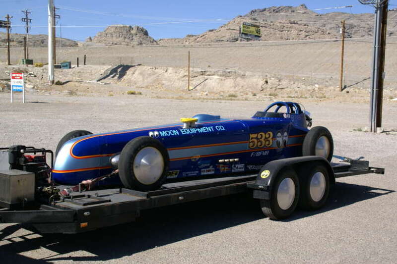 Racing var prepared for Bonneville Salt Flats in Wendover, Utah, USA
