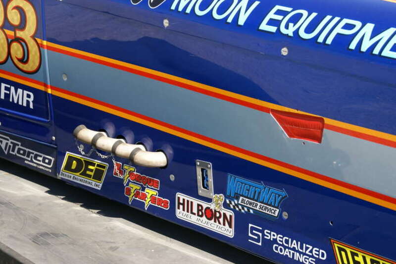 Racing car prepared for the Bonneville Salt Flats speeding track in Wendover, Utah, USA