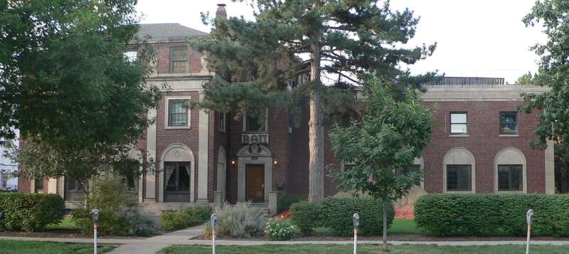 Beta Theta Pi fraternity house at University of Nebraska-Lincoln; located at 1515 R Street in Lincoln, Nebraska.  View is from the north.