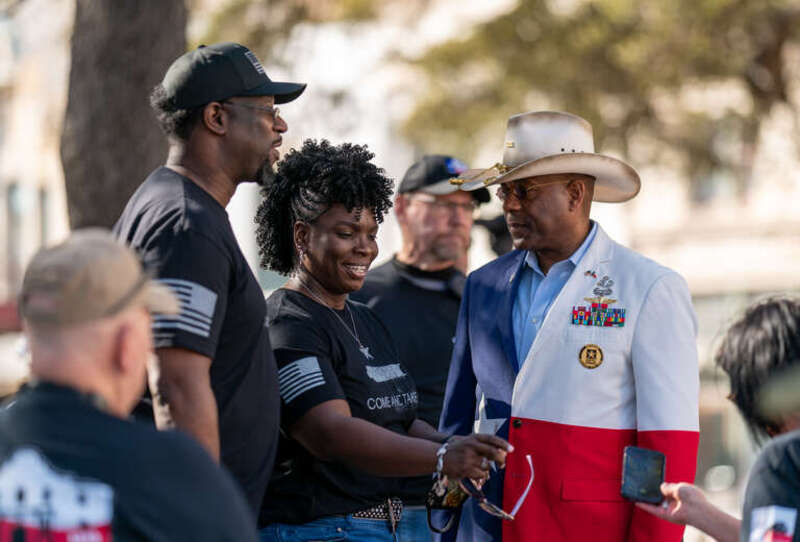 Allen West Praying at a wreath laying event at the Alamo March 6, 2021