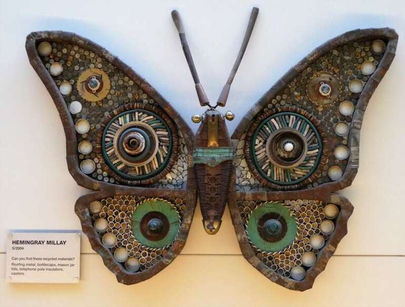 COSI, the Center of Science and Industry, is a science museum in downtown Columbus, OH.
I have visited the museum many times with my Ohio grandchildren.  I enjoy the visits very much.
These are butterflies made of recycled material.  They are created