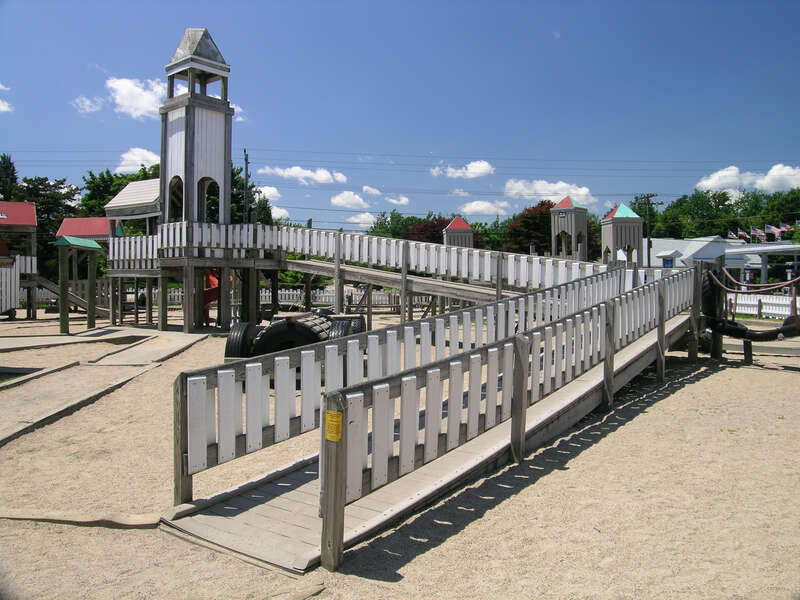 The Community Playground is located on a half-acre site on North Road adjacent to the Philomenian Library. Jamestown, Rhode Island. 2004.