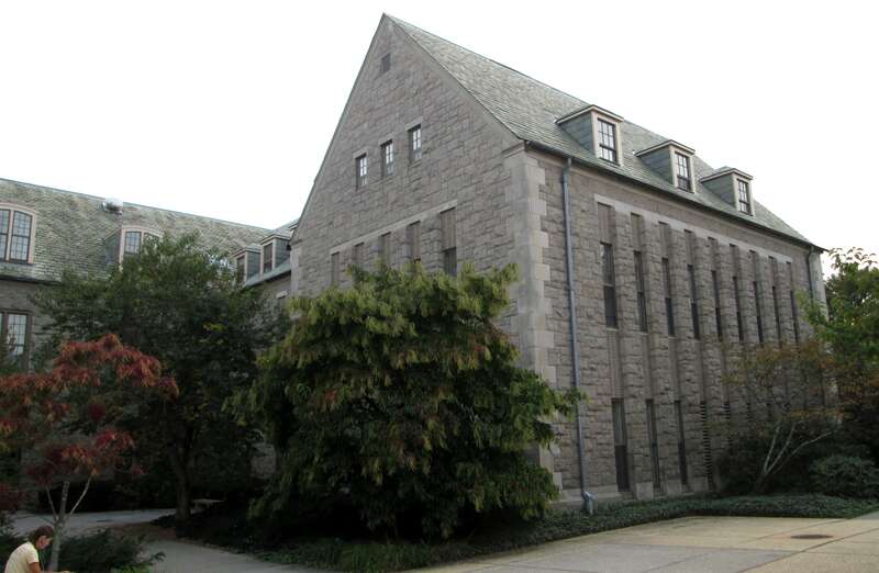 The rear of the Blaustein Humanities Center on the campus of Connecticut College, New London, Connecticut