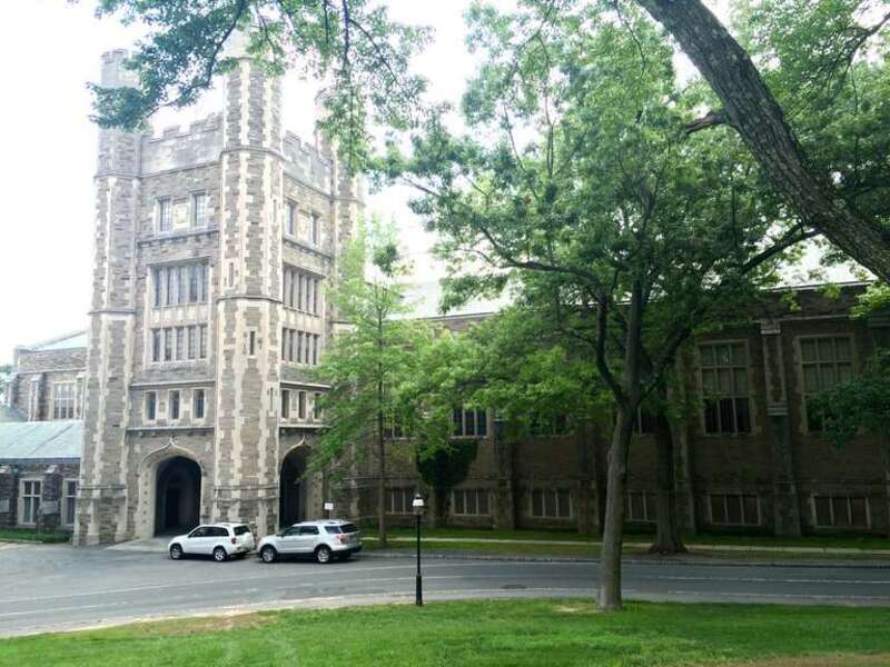 The tower of Dillon Gymnasium at Princeton University.
