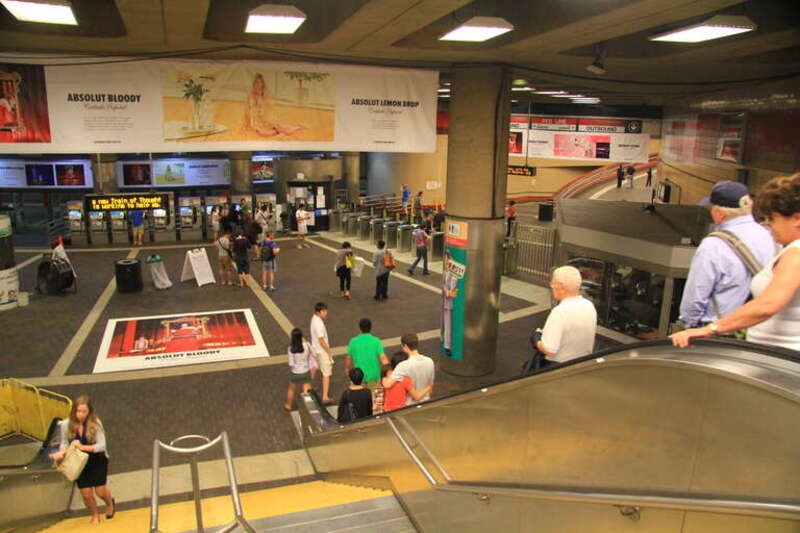 Interior of Harvard station viewed from the main staircase