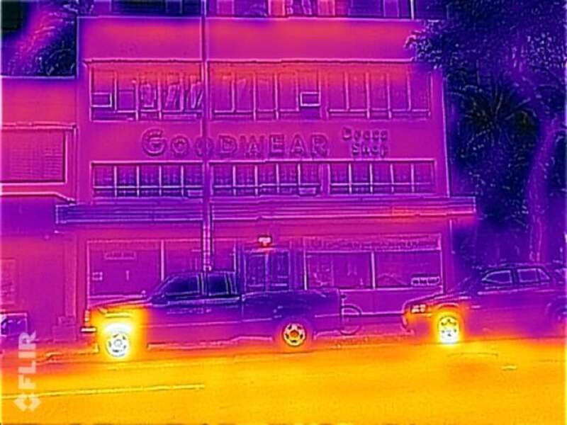 Hot Tires in front of the Goodwear Building