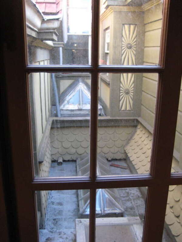 As the Winchester house was under constant construction over 38 years, what were exteriors became interiors.  Wonderful samples of architectural details here.