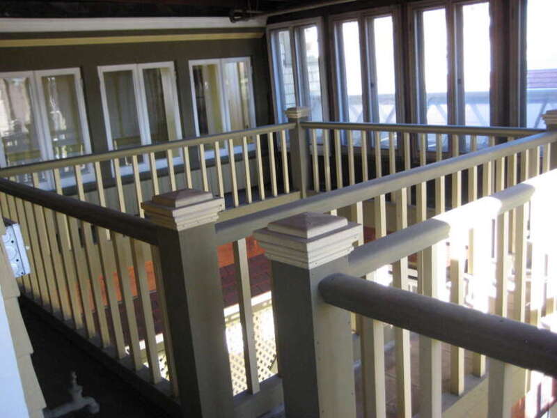 Railings enclose space open to below at the Winchester house