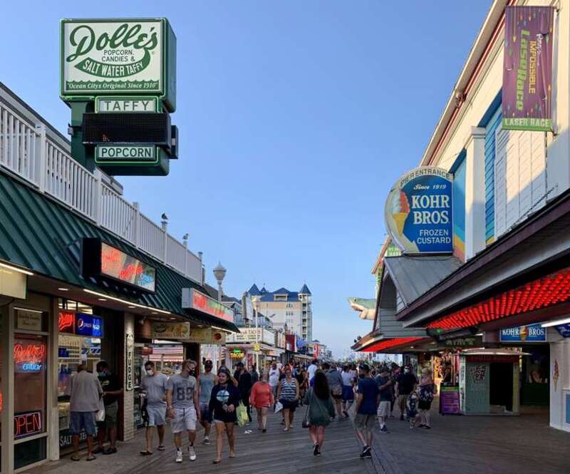 The boardwalk in Ocean City, Maryland.