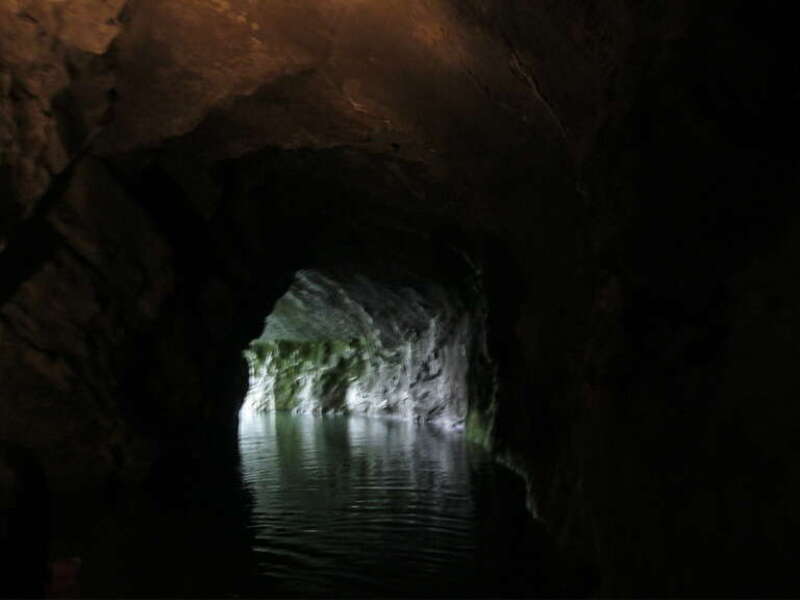 Man made tunnel to lake at end of Penn's Cave and Hotel in Gregg Township, Centre County, Pennsylvania, USA