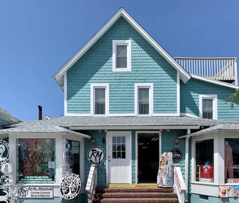 Shops along Rehoboth Avenue in Rehoboth Beach, Delaware.