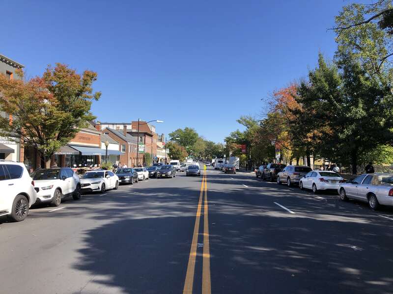 View north along New Jersey State Route 27 (Nassau Street) just north of Witherspoon Street in Princeton, Mercer County, New Jersey