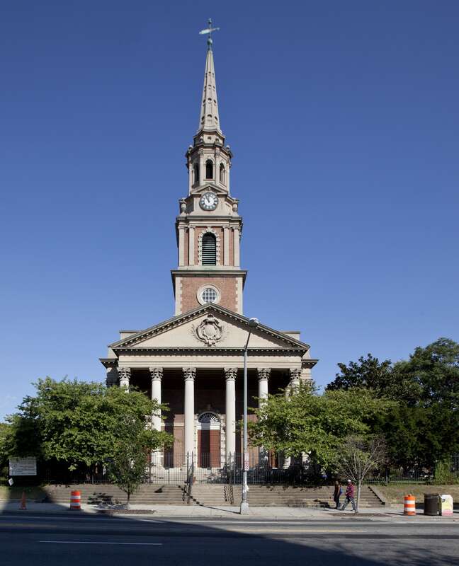Street front of All Souls Church in DC, a Unitarian Universalist congregation