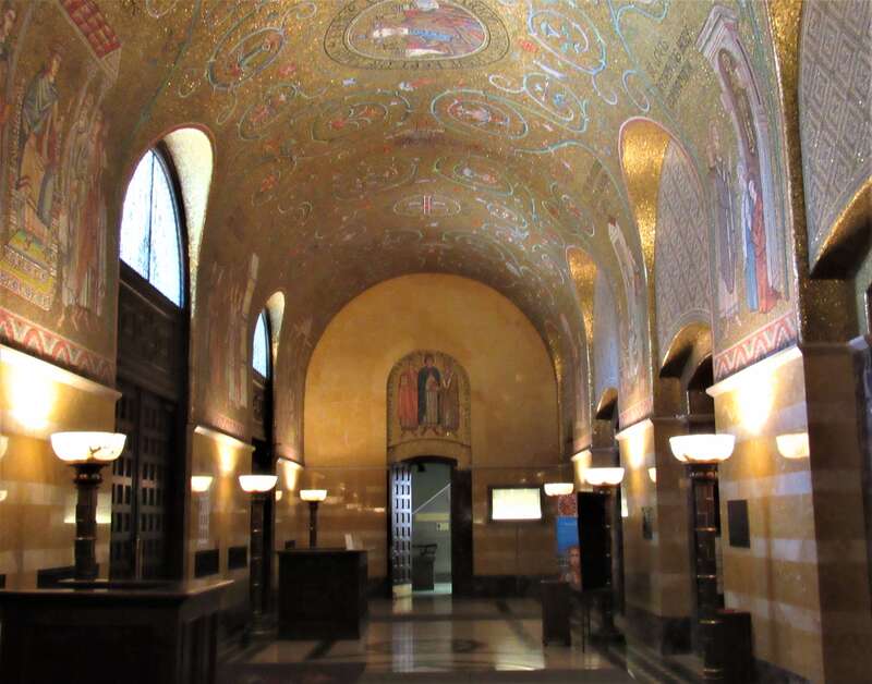 The narthex in the Cathedral Basilica of St. Louis in St. Louis, Missouri.