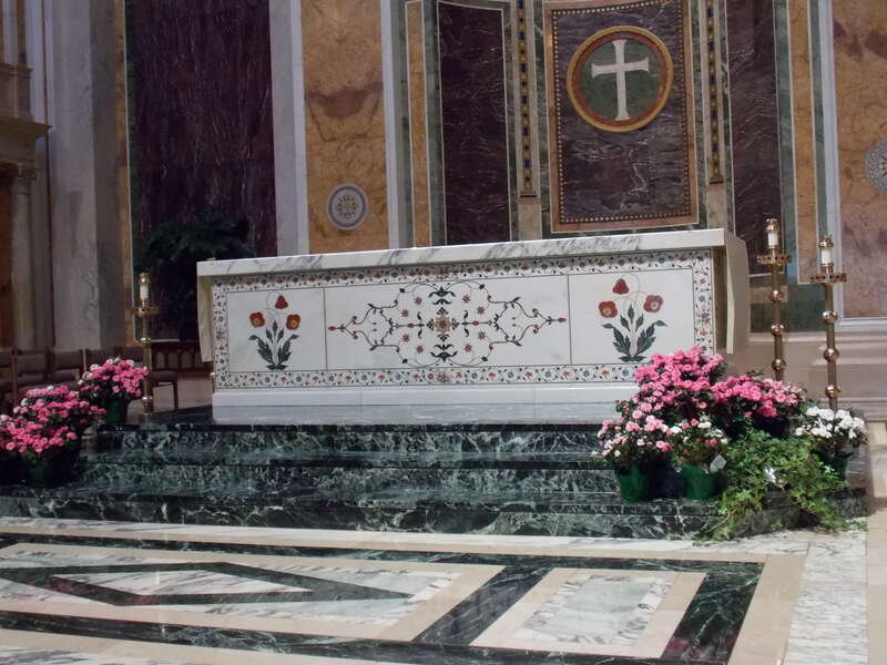 The altar in the Cathedral of St. Matthew the Apostle in Washington, D.C.  The cathedral is listed on the National Register of Historic Places.