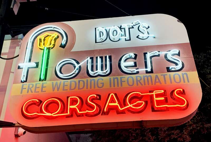 Dot's Flowers sign at the Neon Museum in Las Vegas, Nevada