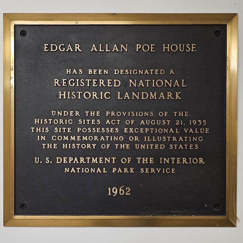 Plaque inside the Edgar Allan Poe National Historic Site in Philadelphia