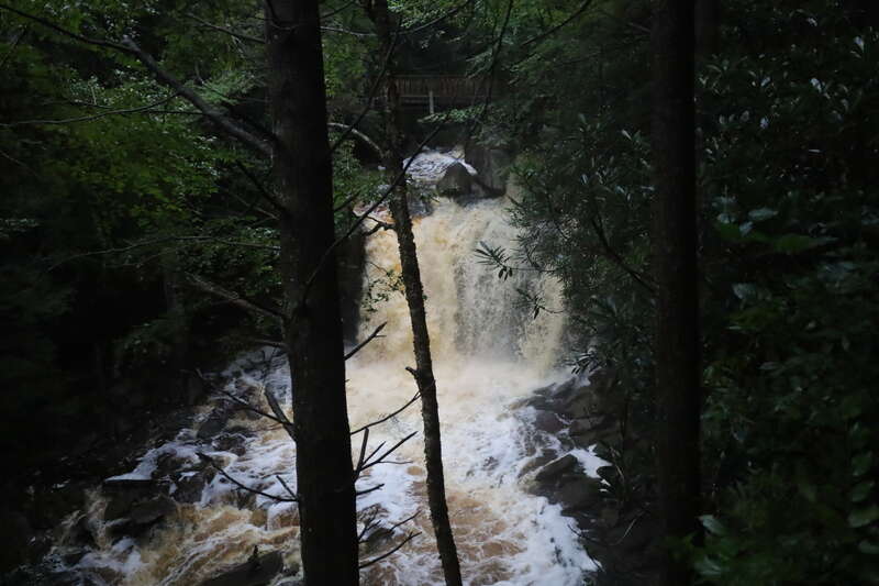 Elakala Falls on a very high flow day in Blackwater Falls State Park in 2021