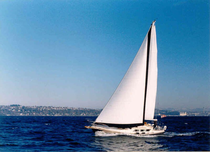 A photo of our boat, Privateer II, a 1981 Gulfstar 39 that we have owned since it was new.