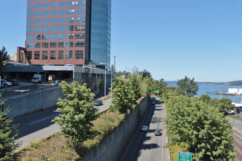 I-705 northbound from S 11th Street; State Farm Building