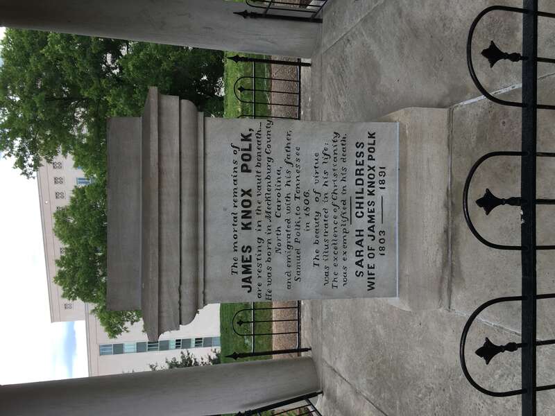 The burial site of James K. Polk in Nashville, Tennessee