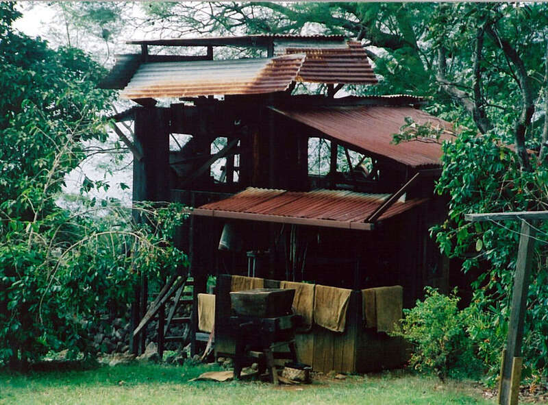 The coffee mill — at the Kona Coffee Living History Farm. 
Of the Kona Historical Society — Kealakekua (Captain Cook), Kona district, on the Big Island of Hawaiʻi.