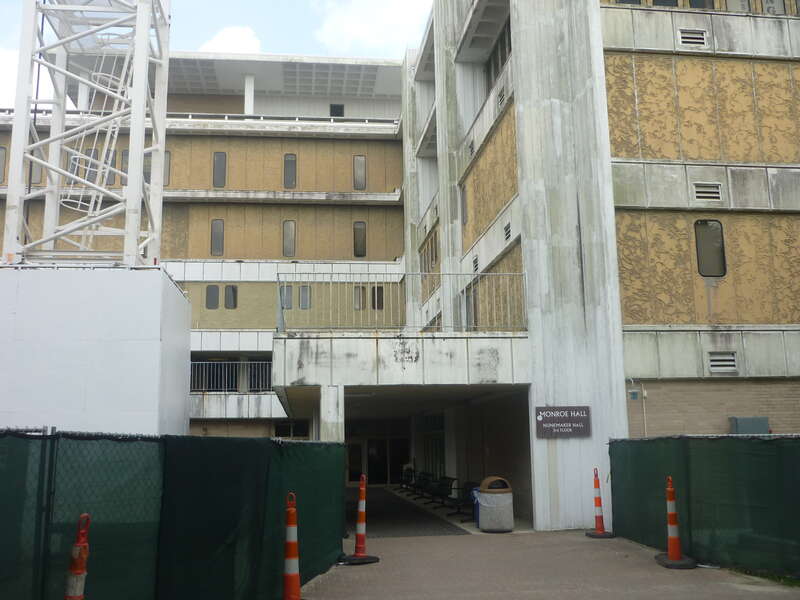 Monroe Hall entrance, Loyola University New Orleans, during renovation, taken in 2012