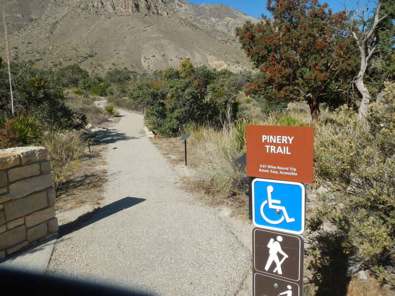 The beginning of the Pinery Trail at visitor center in Guadalupe Mountains National Park, Texas.