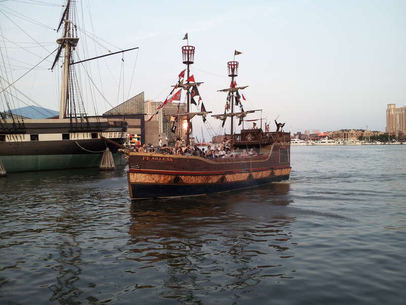 The pirate ship &quot;Fearless&quot; on a pleasure cruise in the Baltimore Inner Harbor.

Ben Schumin is a professional photographer who captures the intricacies of daily life.  This image may be used under Creative Commons Attribution-ShareAlike 2.0.  Please