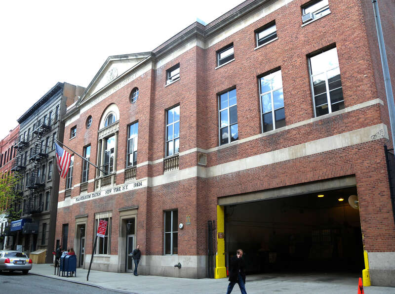 Looking northwest across 83d St at Planetarium Station on a cloudy afternoon.