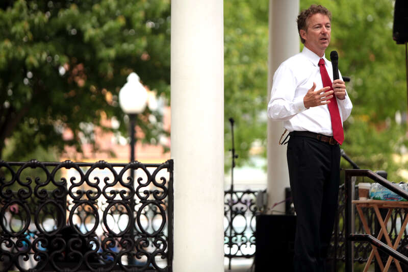 U.S. Senator Rand Paul of Kentucky speaking with supporters at a rally at Central Park in Fairfield, Iowa.
Please attribute to Gage Skidmore if used elsewhere.

All candidate or political action committees must obtain explicit permission to use this