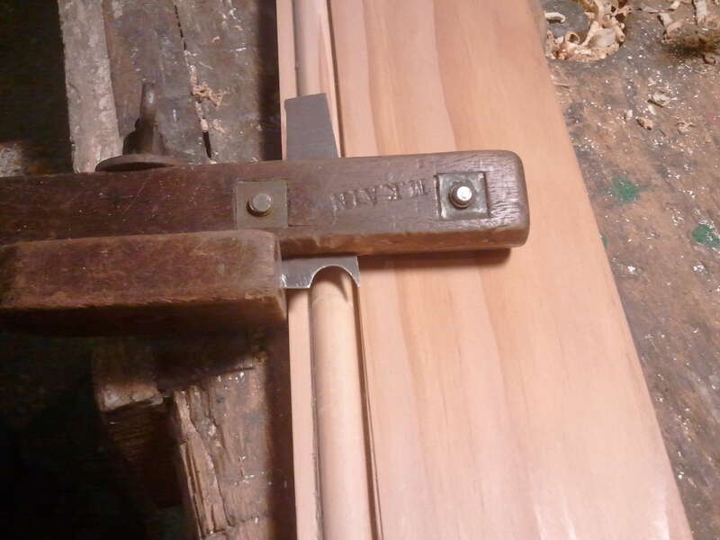 A scratch stock with a 1/4&quot; radius beading cutter, and the resulting bead board