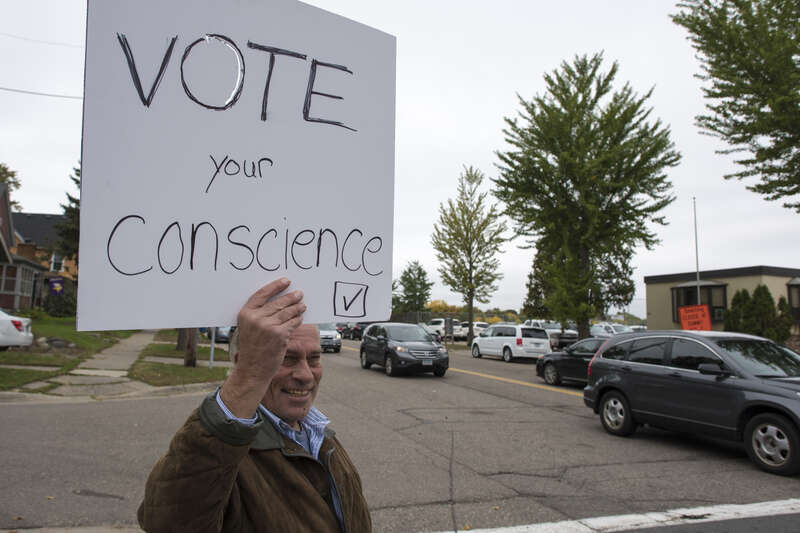 St. Paul, Minnesota
October 7, 2018
The &quot;Stand on Every Corner&quot; events are nationwide protests against Republican President Donald Trump. The protests started with a protest on June 20 by Bryce Tache in Minneapolis. Protests have continued daily