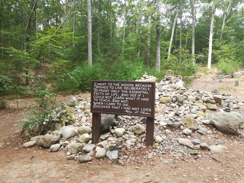 Sign with quote from Henry David Thoreau's &quot;Walden&quot; at Walden Pond; Concord, Massachusetts.