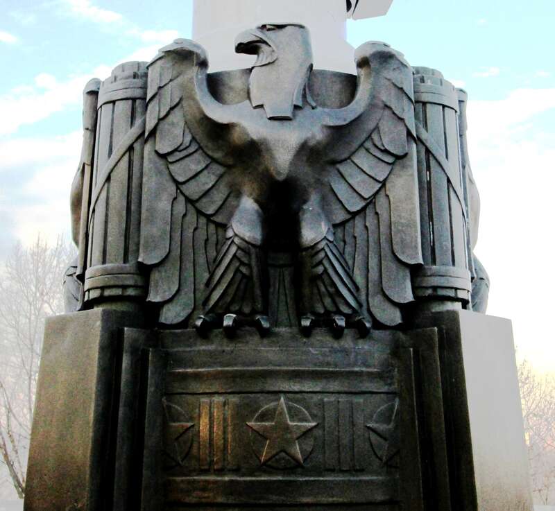 A detail of the flagstaff in Fort Tryon Park in Upper Manhattan, New York City.