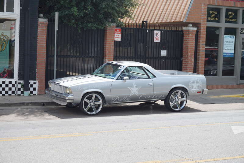 A Dallas Cowboys-themed Chevrolet El Camino in the Bishop Arts District of the Oak Cliff neighborhood in Dallas, Texas (United States).