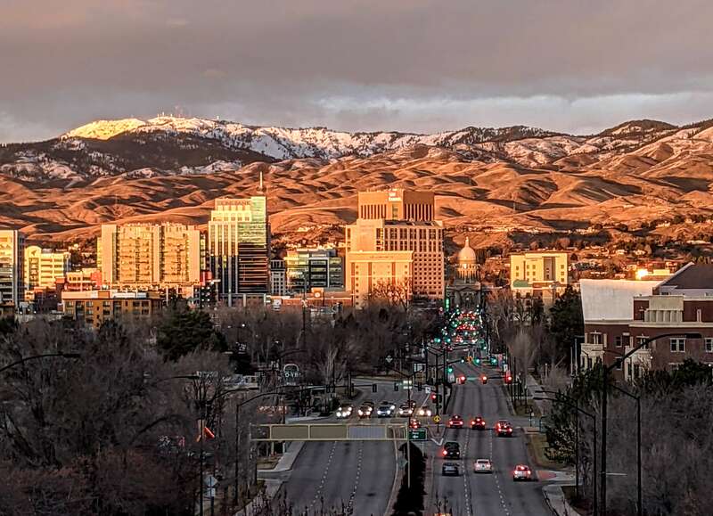 Boise, ID skyline in winter 2021