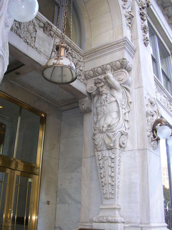 Entrance detail of the Candler Building at 127 Peachtree St., NE, Atlanta, Georgia, completed in 1906. National Register reference #77000424. 33°45′24″N 84°23′17″W﻿ / ﻿33.75667°N 84.38806°W﻿ / 33.75667; -84.38806
