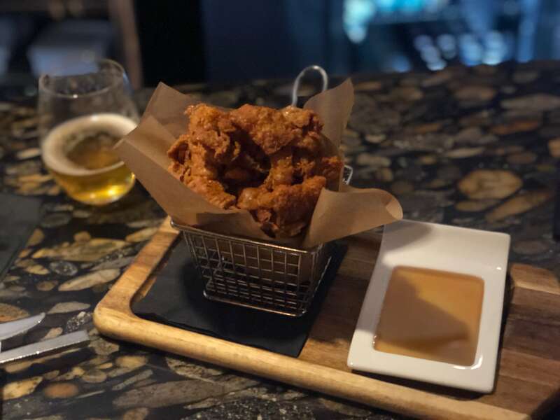 Chicken skins and honey at Carson Kitchen in Las Vegas, Nevada