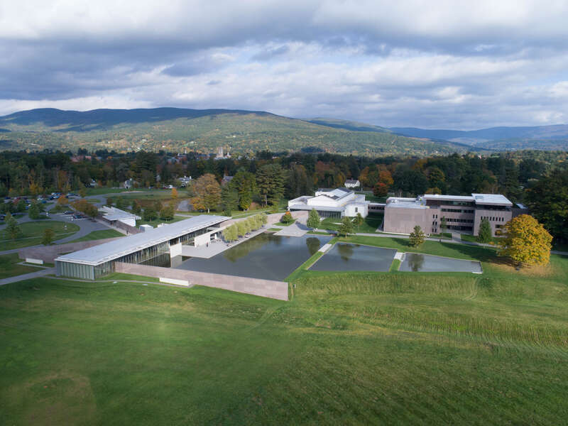 Aerial view of the Clark Art Institute in Williamstown, MA