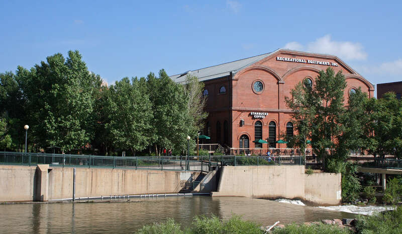 REI and Starbuck which are located in the old Denver Tramway Powerhouse building in Denver, Colorado.  After its original use, the building became a warehouse for International Harvester before becoming the home of the Forney Transportation Museum.