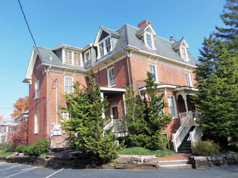 Rear view of the George A. Mears House in Asheville, North Carolina is listed on the National Register of Historic Places.