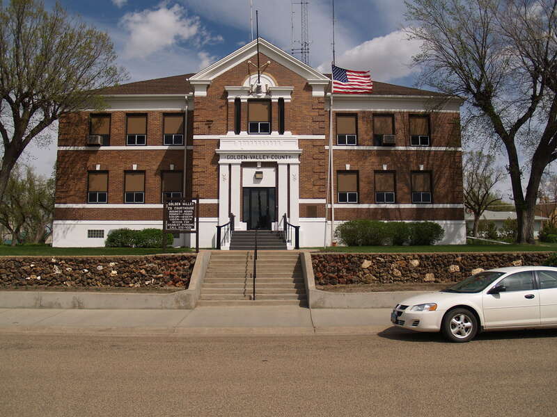 w:Golden Valley County Courthouse in w:Beach, North Dakota. Listed on the w:National Register of Historic Places.