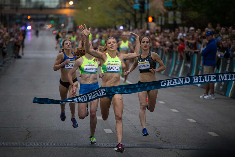 The women's national champion Katie Mackey ran a time of 4:37 in the mile.
Photos from the 8th annual Grand Blue Mile, which includes the U.S. Track &amp;amp; Field 1 Mile Road Championship race.

Katie Mackey finished first in the group of 16 women