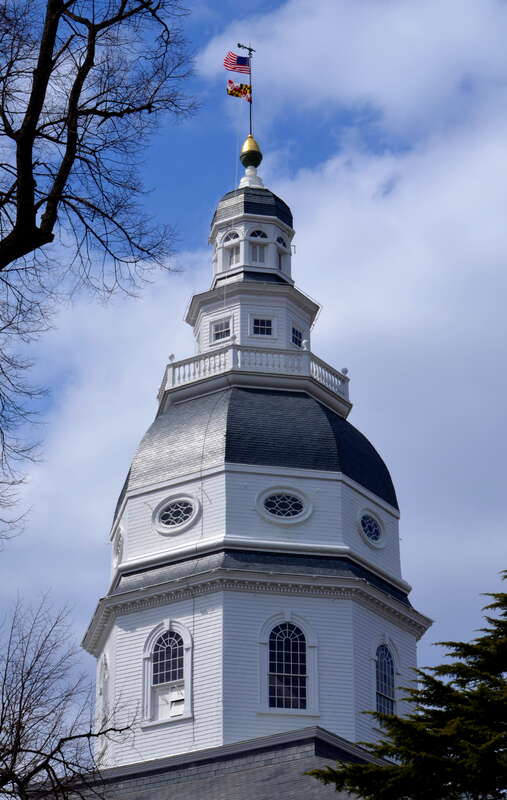 The dome of the Maryland State House in Annapolis, Maryland.