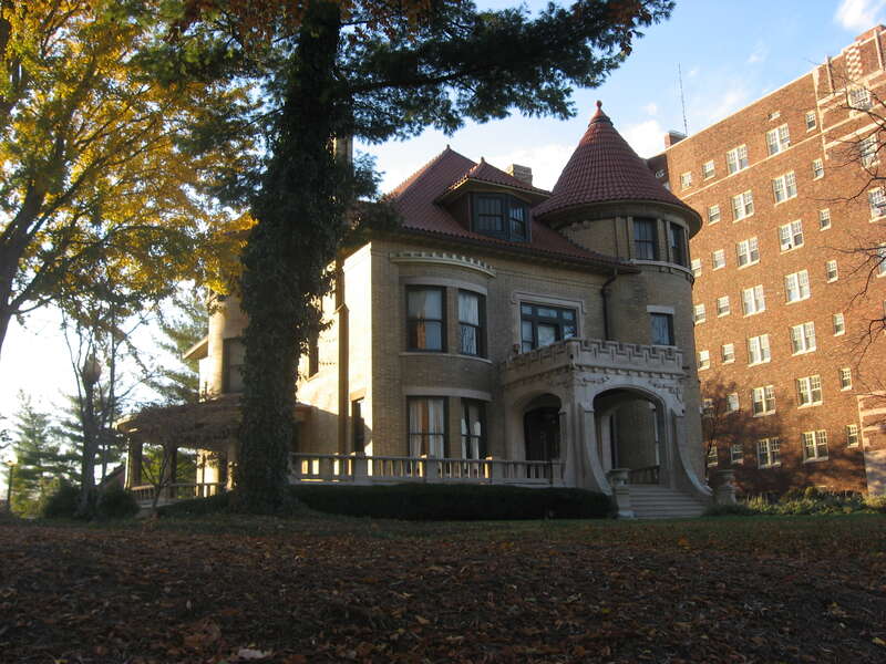 Front of the Schnull-Rauch House, located at 3050 N. Meridian Street in Indianapolis, Indiana, United States.  Built in 1902, it is listed on the National Register of Historic Places.